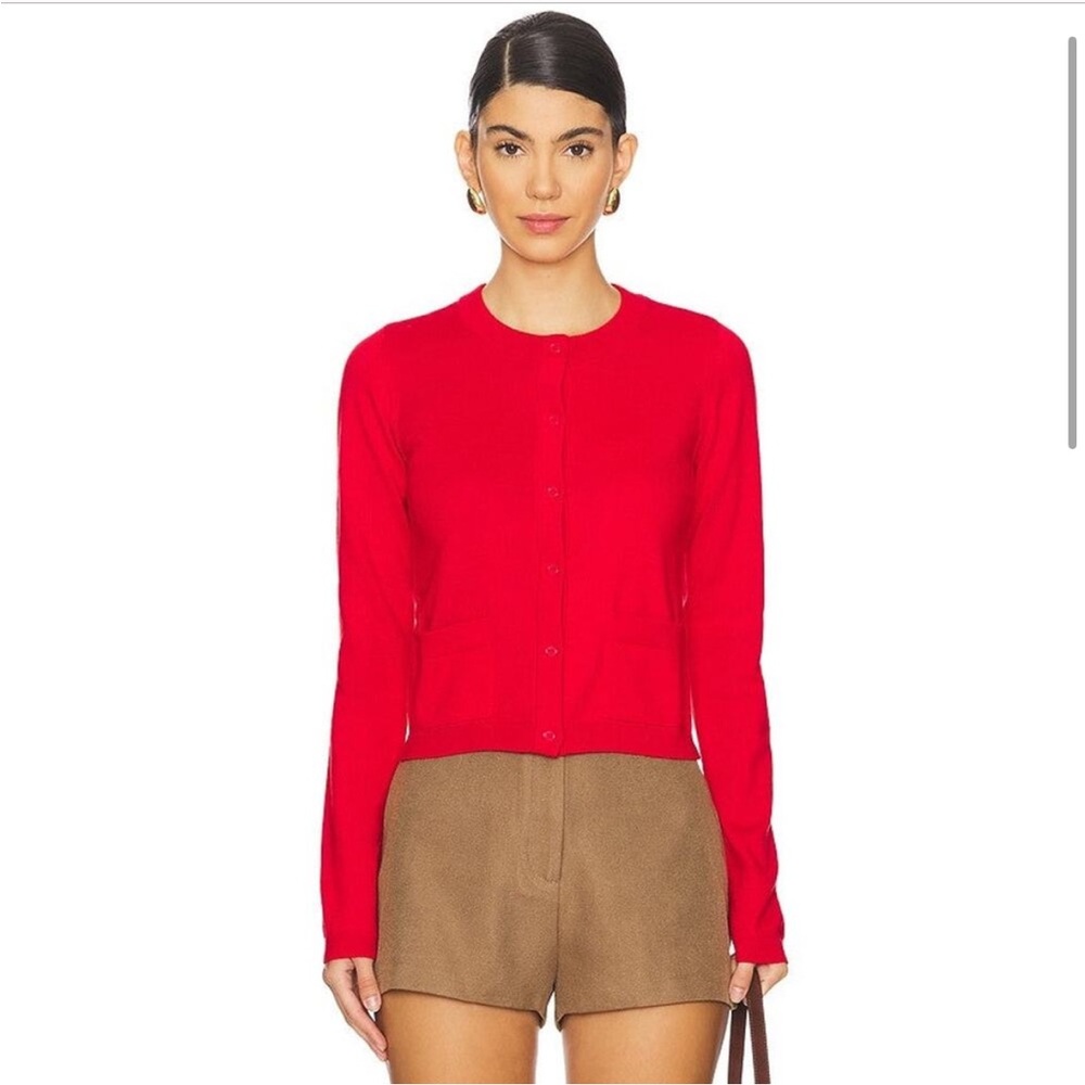 WeWoreWhat Crewneck Cardigan - True Red